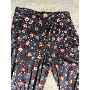 Women's Super Soft Christmas Santa Pajama Pants Size Large Gray Elastic Waist